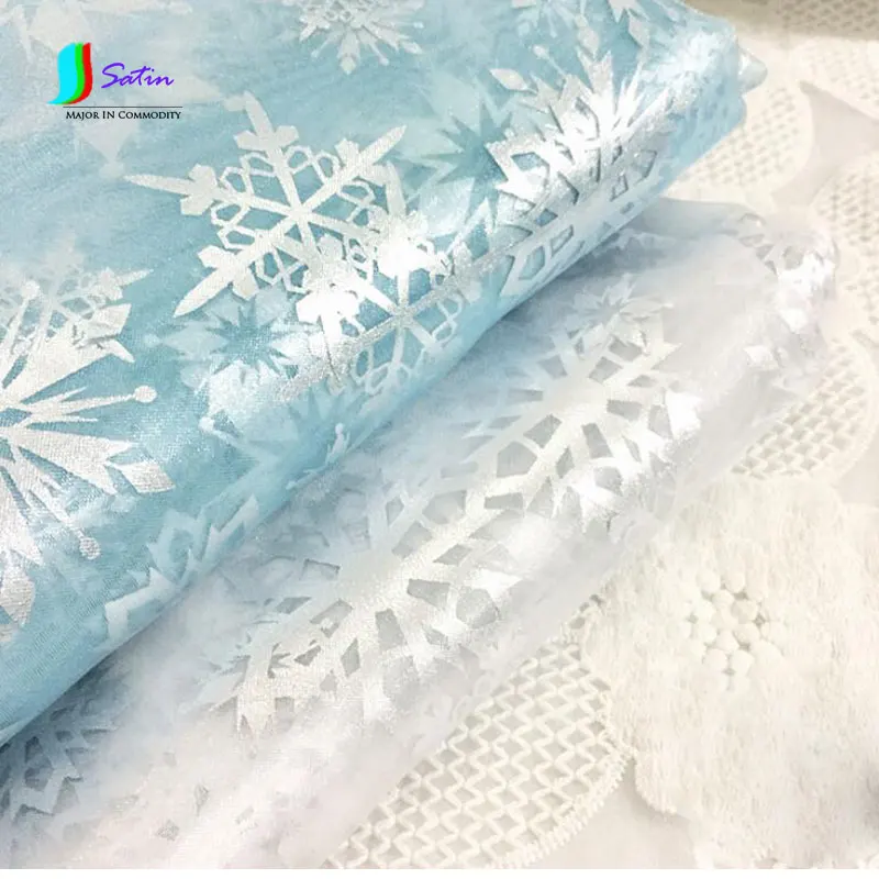 Рождественская трикотажная бронзовая ткань Снежный принт мультфильма Холодное