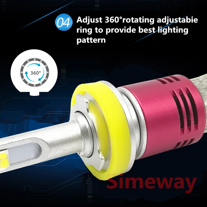 Комплект светодиодных фар Simeway D1S D2S с чипом XHP50 светодиодные лампы 4300K 6000K 52W H4 H7 H11 H8