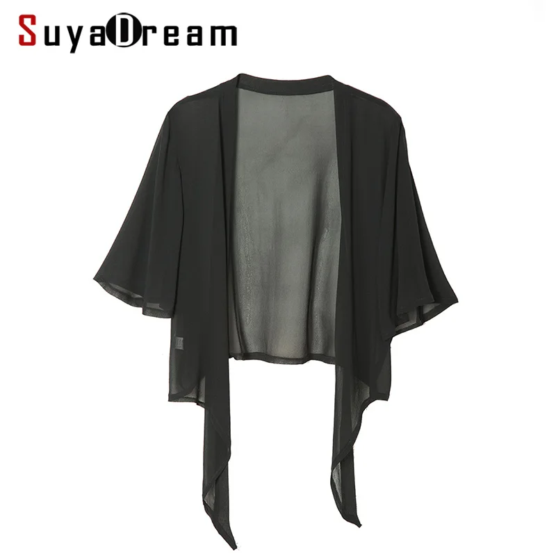 SuyaDream Женская шелковая блузка 100% натуральный шелк однотонная прозрачная