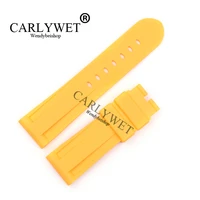carlywet 24mm wholesale newest men yellow waterproof silicone rubber replacement wrist watch band strap belt for luminor