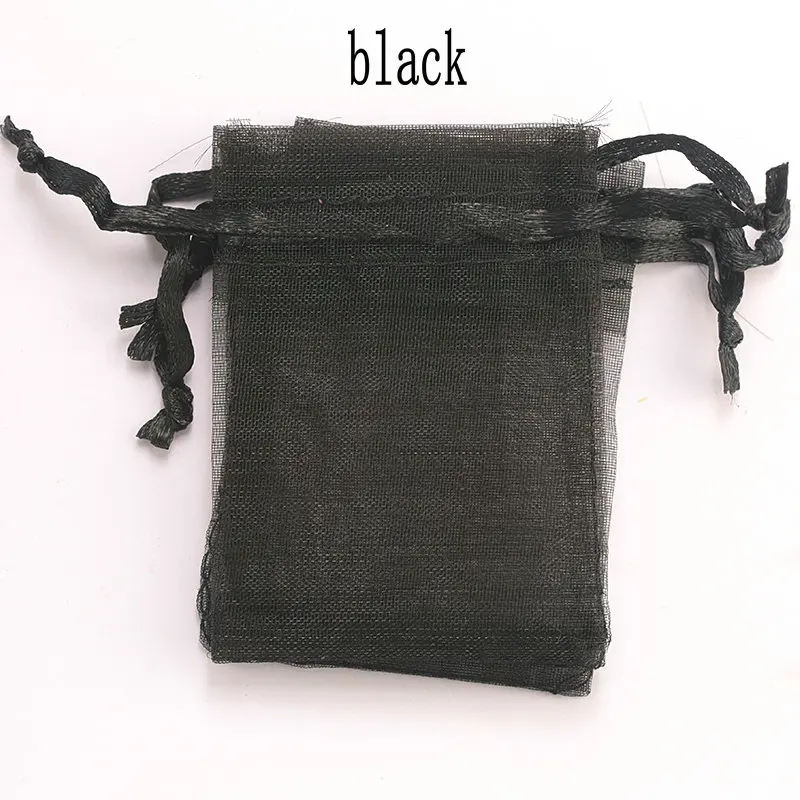 black 100 шт./лот 5*7 см, 7*9 см, 9x12 см Сумка из органзы Рождественский свадебный подарочный пакет конфеты упаковка для ювелирных изделий подарочные пакеты 23 Цвета - Цвет: black