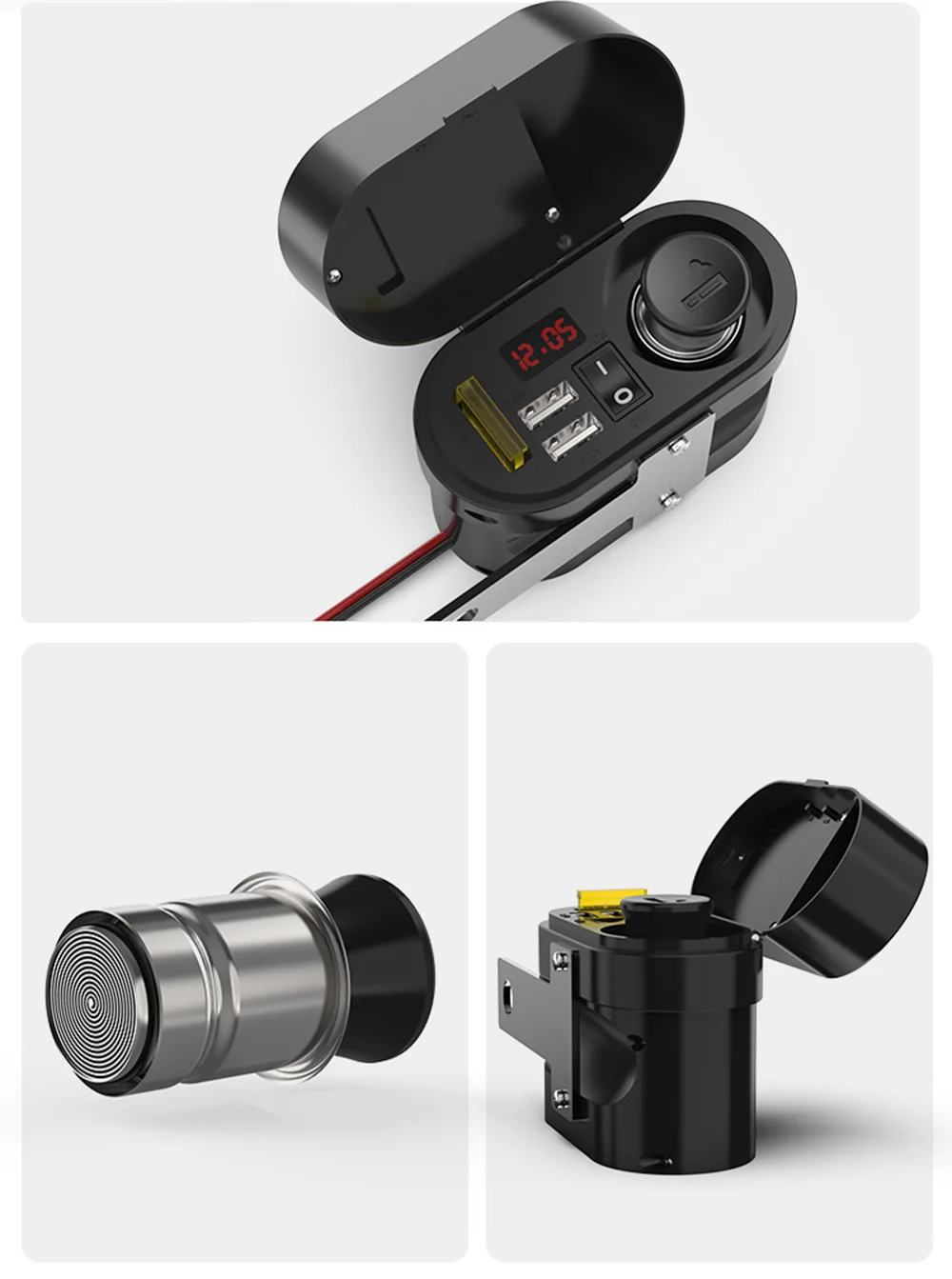 12 V-24 V двойной микро порт USB разъем Автомобиль Мотоцикл Зажигалка для сигарет розетка машинный Зарядное устройство светодиодный цифровой вольтметр отображения времени