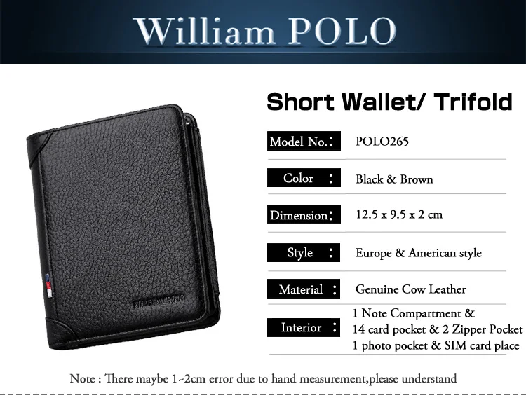 Wilampolo, известный бренд, тройной кошелек, мужской короткий кошелек, держатель для карт, монета, Карманный Кошелек с молнией, маленький кошелек из натуральной кожи для мужчин