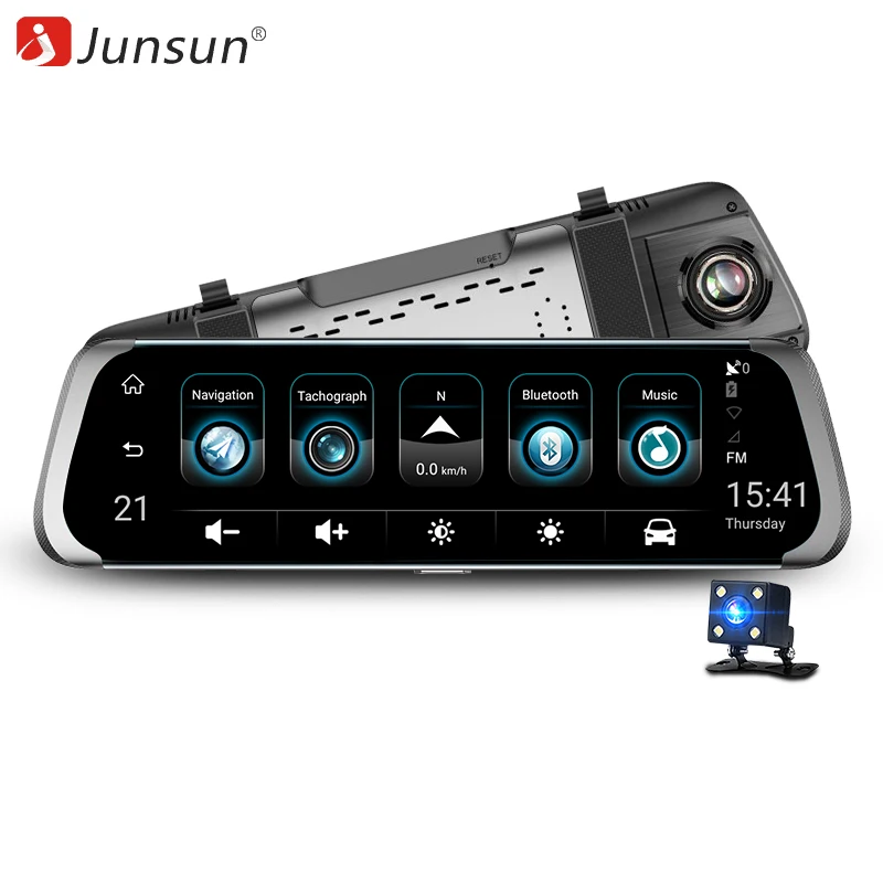 Junsun Dash Cam 10 &quotпоток медиа 3g зеркало заднего вида Full HD 1080 P DVR Dual len Android 5 1 wifi gps
