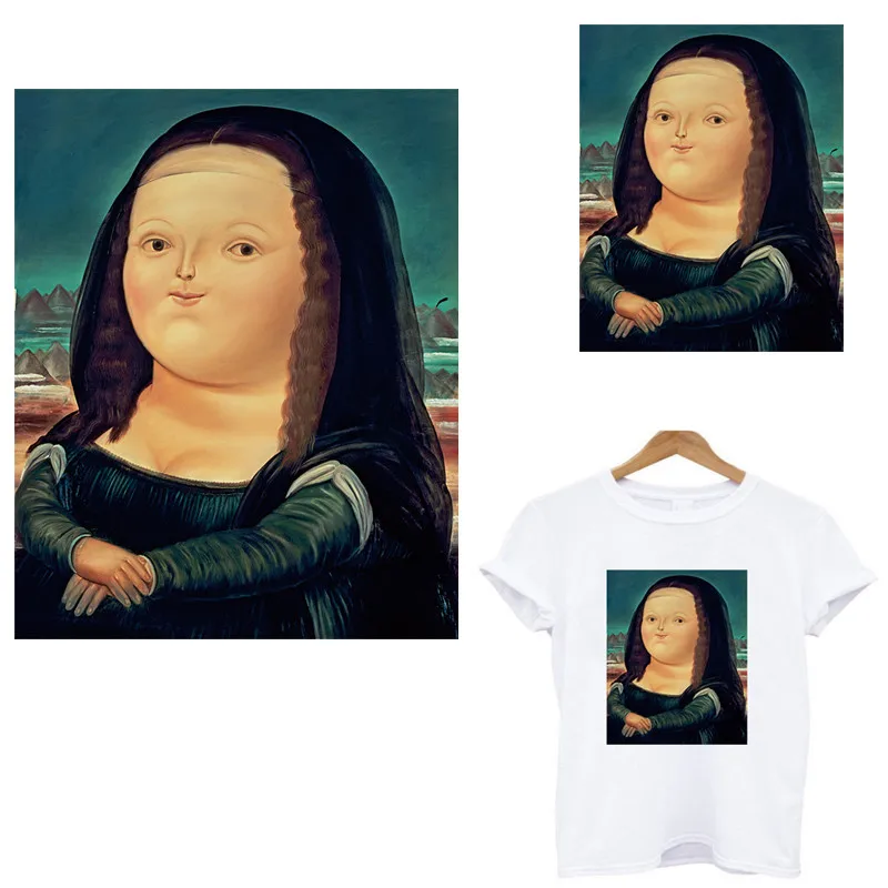 

thermo stickers on clothes Mona Lisa iron on patches application of one transfer fusible clothing flower applique custom patc