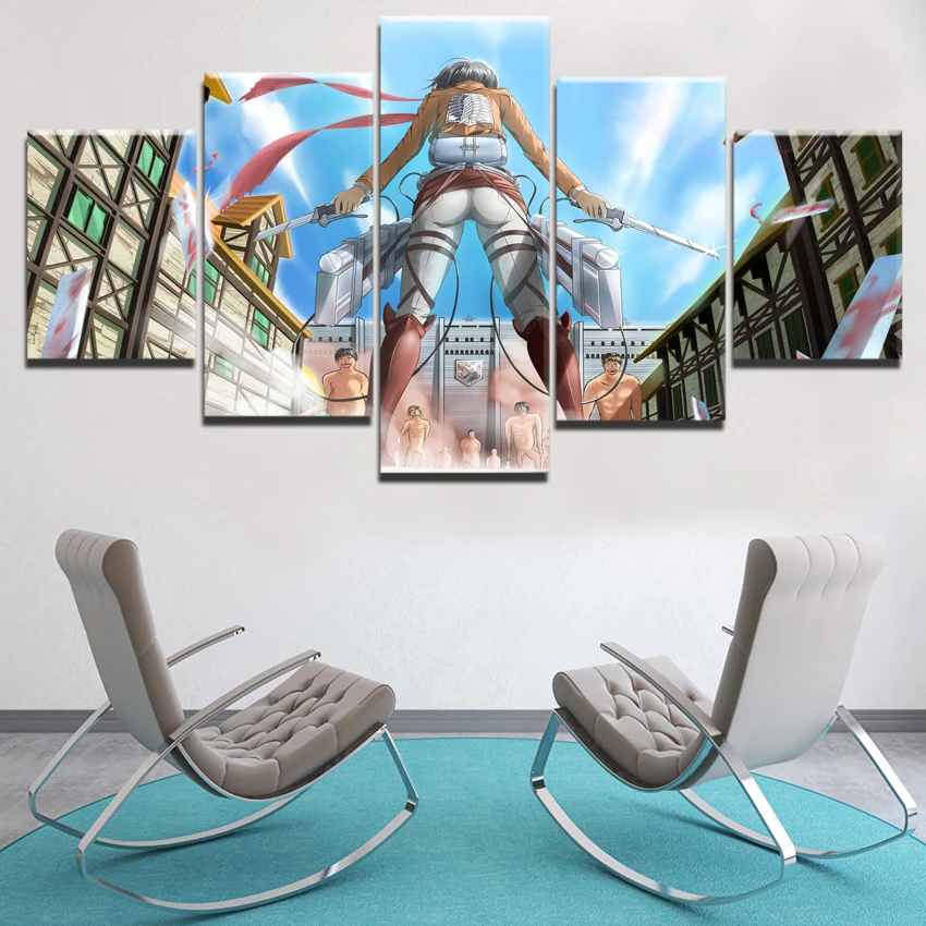 Атаковать Титанов аниме картины на холсте стены искусства для гостиной домашний