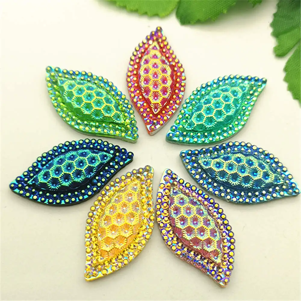 

20PCS 16*30mm AB Resin Horse eye Flatback Rhinestone Wedding decoration