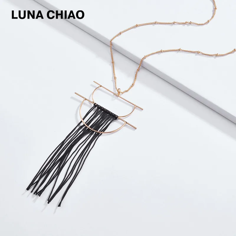 Женское длинное ожерелье LUNA CHIAO металлическое с подвеской-кисточкой из меди