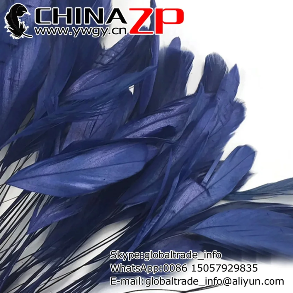 

Gold Supplier CHINAZP 100pcs/lot Selected Good Quality Dyed Navy Stripped Coque Tail Feathers