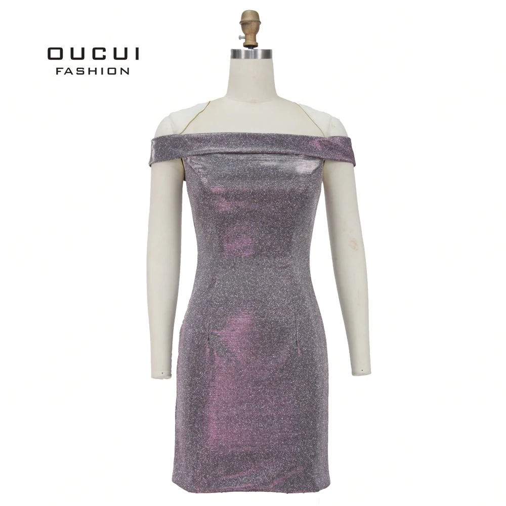 Настоящая фотография сексуальное платье футляр Vestido Coctel с открытыми плечами