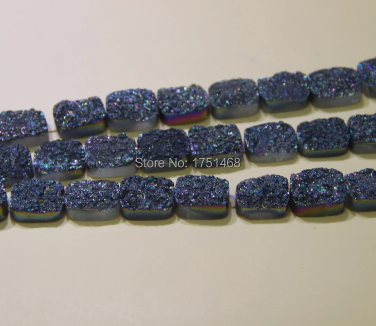 

Fine Jewelry Dark Rainbow Titanium Square Druzy Quartz Bead Pendants Top Drilled Drusy Stone Slab Bead Jewlery Making