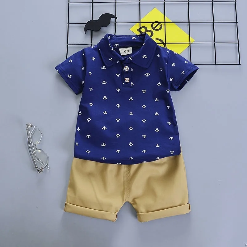 Baby Boys Clothes Summer Clothing Sets 2pcs For Set Roupas Bebe Gentleman Style Polo Shirt +Pants | Детская одежда и обувь
