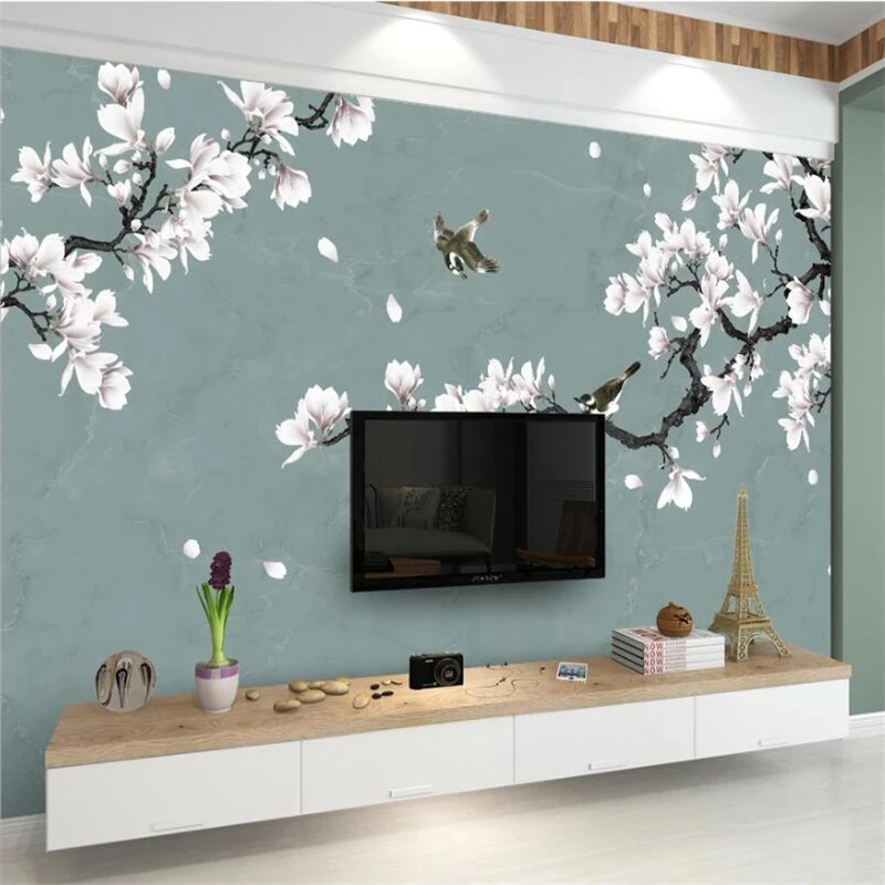 Обои на заказ 3d росписи белая Магнолия ручная роспись ручка и цветок новый