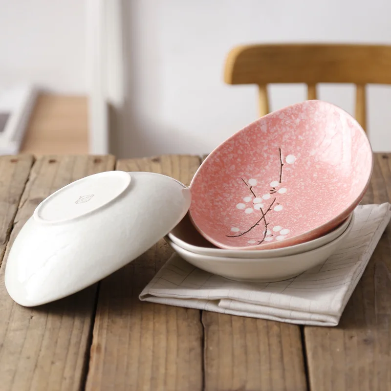 Японская тарелка с оливковой рыбой Салатница домашняя посуда креативная Цветная