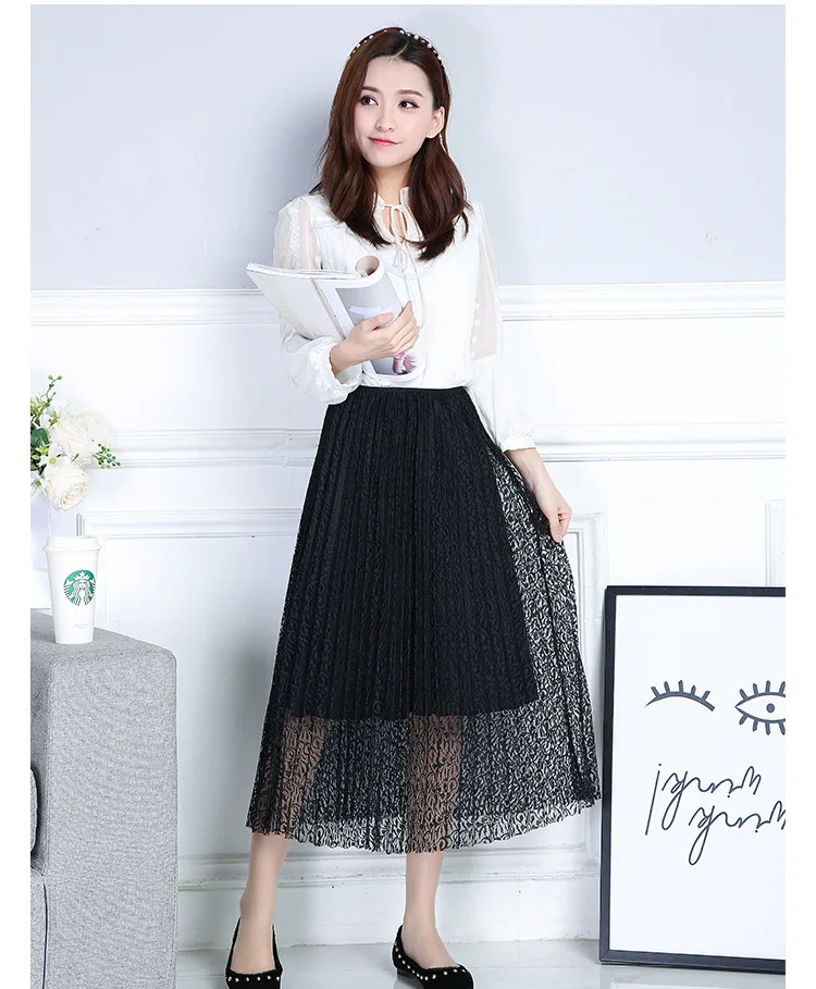 2019 Весна и лето Женская Тюлевая юбка корейская мода тонкая кружевная винтажная