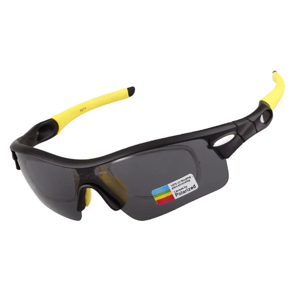 XQ114 BLACK YELLOW Уличные велосипедные унисекс спортивные солнцезащитные очки, поляризационные спортивные очки для бега, UV400 линзы, очки для рыбалки с четырьмя линзами - Цвет: XQ114 BLACK YELLOW