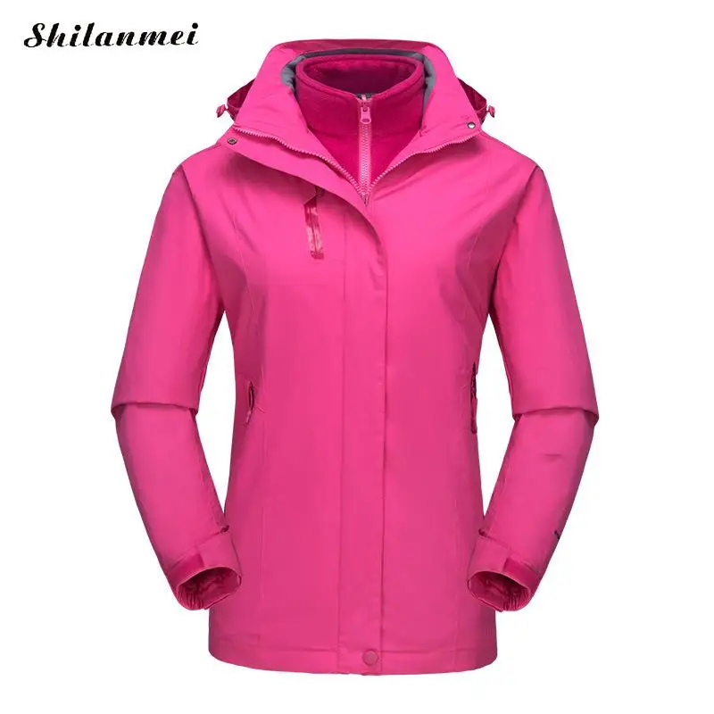 Большие размеры Для женщин зима 2 шт. Softshell флиса Куртки Спорт на открытом воздухе