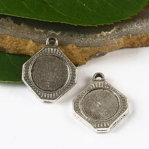 

15pcs Tibetan silver round cabochon setting design charms h2847