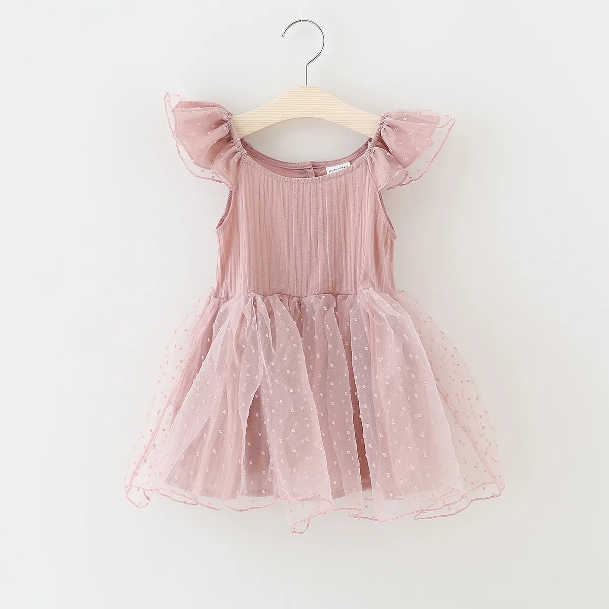 Ins Summer Girl Dresses 1-6 Years Old Children Flying Sleeve Point Screen Dress Korean Pure Cotton Beautiful Princess Kids | Детская