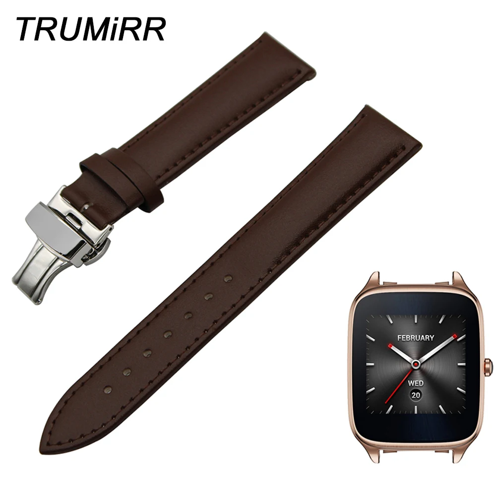

22mm Genuine Leather Watch Band for Asus ZenWatch 2 Men WI501Q LG G Watch W100 W110 Urbane W150 Butterfly Buckle Strap Bracelet