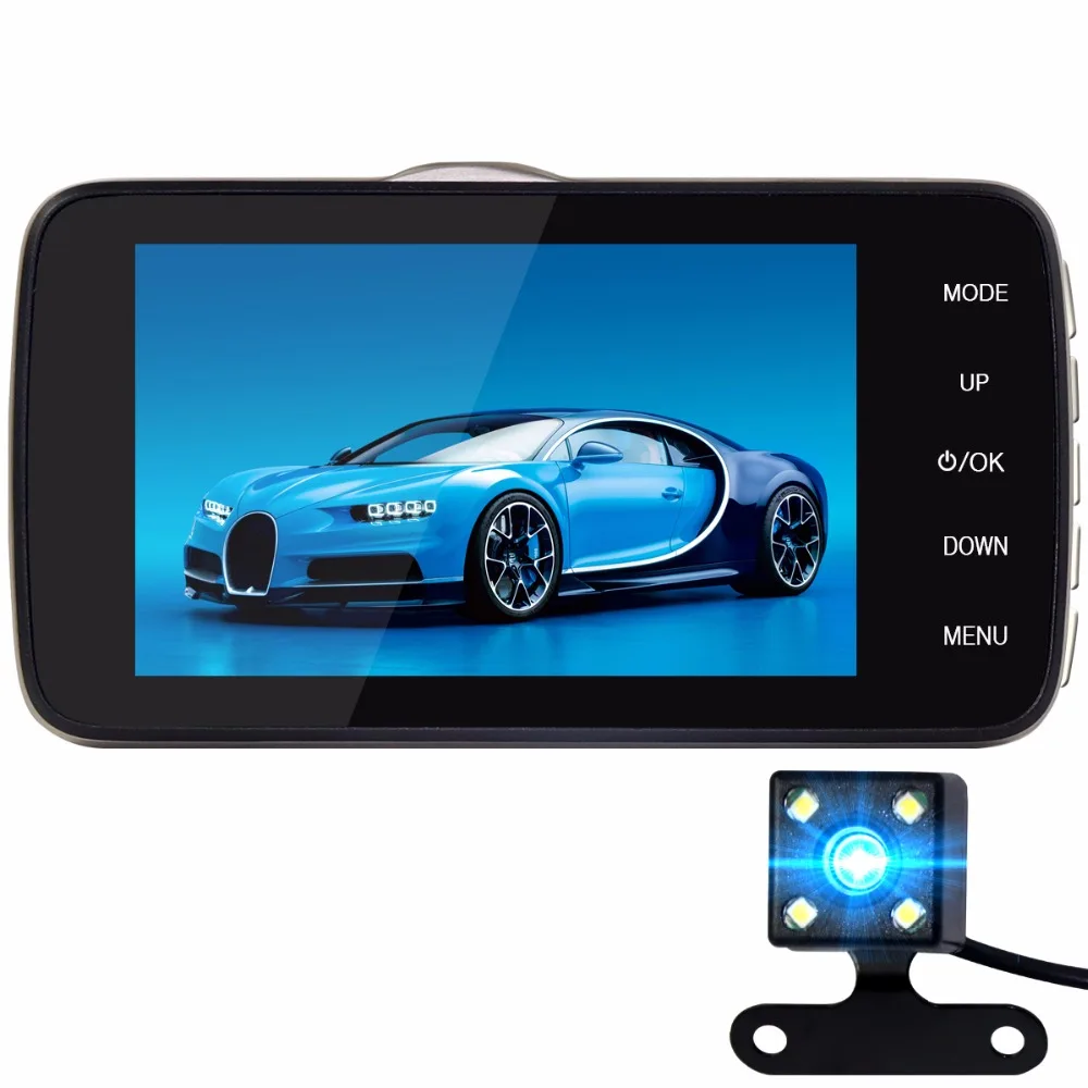 4 &quotдюймовый автомобильный видеорегистратор с двумя объективами видео
