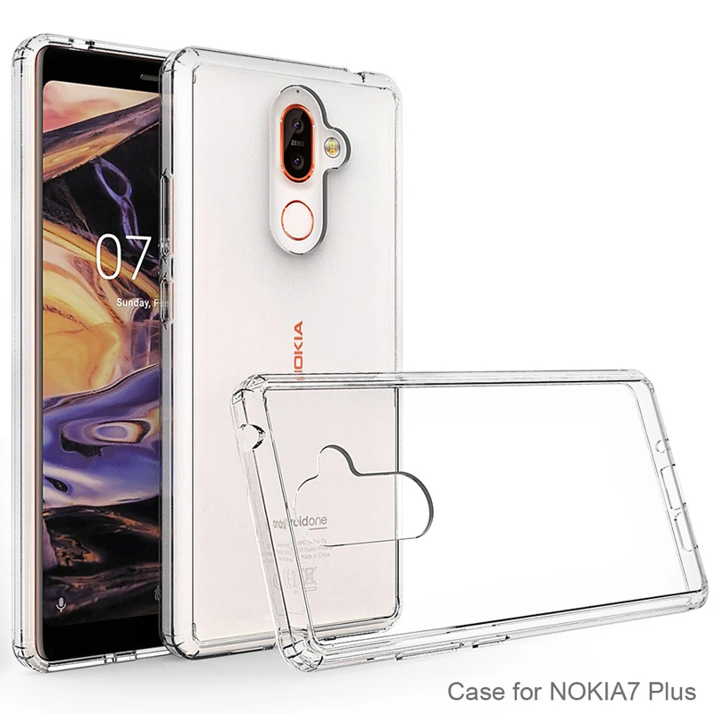Жесткий чехол для Nokia 7 Plus прозрачный Гибридный Силиконовый ударопрочный
