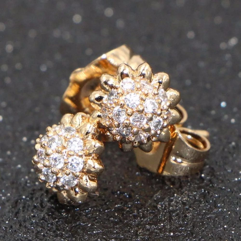 Женские круглые серьги гвоздики HeeZen свадебные с кристаллами из чистого циркония