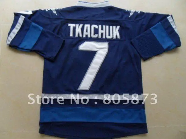 Free shipping Brand new Jets #7 Tkachuk Blue Hockey Jersey brand ice hockey jerseys jersey wholesale | Спорт и развлечения