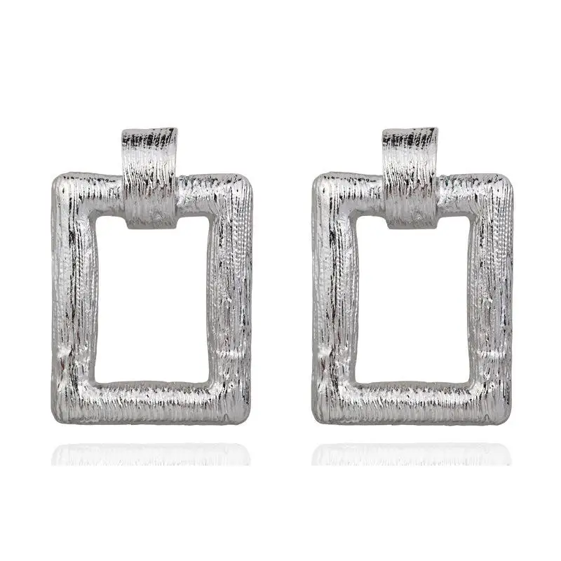 8 silver color Большие серьги, Преувеличенные матовые серьги-гвоздики для женщин, металлические серьги, золото, серебро, цвет черный, желтый, красный, серьги, креативное ювелирное изделие - Окраска металла: 8 silver color