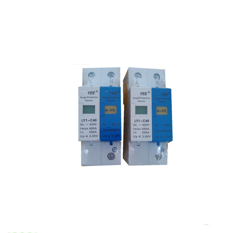 40KA 420v 2 pole 1P + N-PE 40A Din Rail стабилизатор напряжения молниеотвод