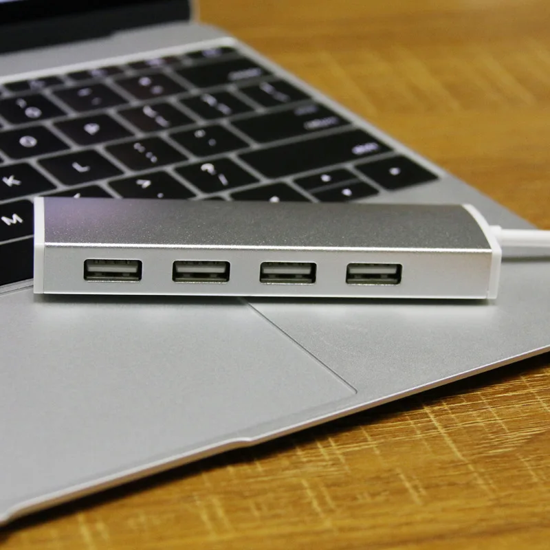 Алюминиевый сплав USB2.0 концентратор 4 порта Серебряный Золотой USB сплиттер 30 см