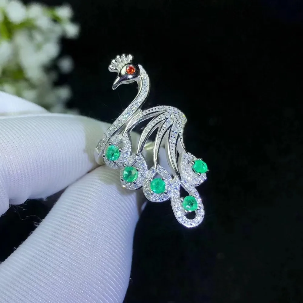 

Swan emerald ring Real And Natural emerald ring 925 sterling silver Fine jewelry Gem For man or Wowen