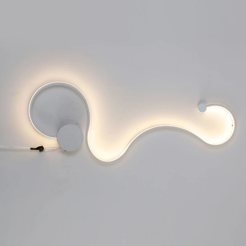 Modern Black White Line LED Wall Lamp Bedroom Light Wall Lights for Home Background Wall Living Room Light Wandlamp LED Lustres - Цвет абажура: White color Type C