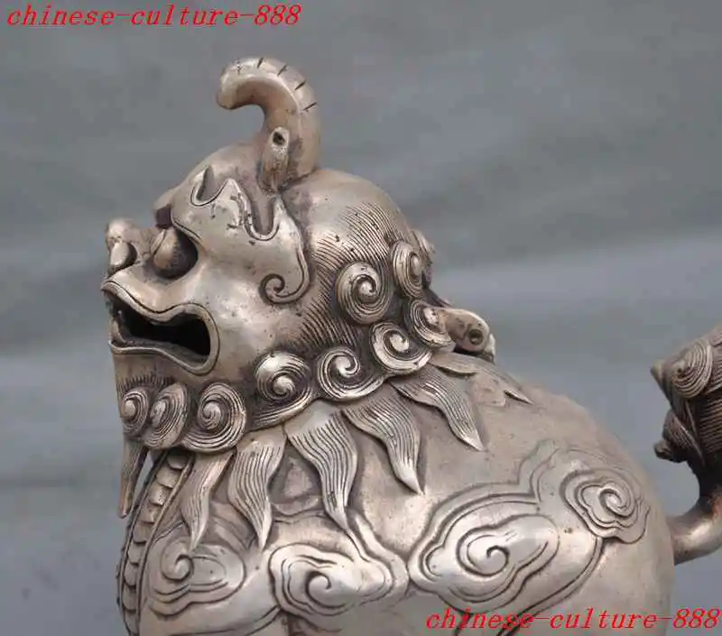 Фото Crafts statue Old Chinese fengshui silver foo dog lion beast Incense Burner Censer halloween Дом и сад Crafts statue Old Chinese fengshui silver foo dog lion beast Incense Burner Censer halloween Дом и сад