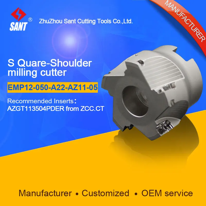 

Рекомендуемый EMP12-050-A22-AZ11-05 индексируемый фреза SANT EMP12-050-A22-AZ11-05 с AZGT113504PDER карбида вставки