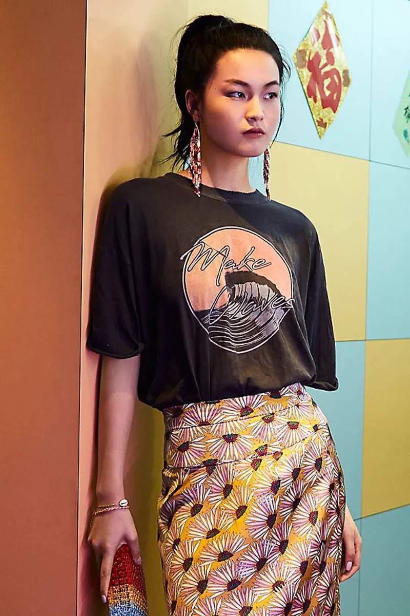Богемный Вдохновленный Make Waves Boyfriend Tee Distressed trim Повседневная летняя футболка для женщин gypsy chic tee top негабаритная графическая футболка