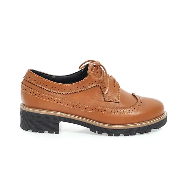 Новинка женские туфли-броги с круглым носком в консервативном ретро стиле