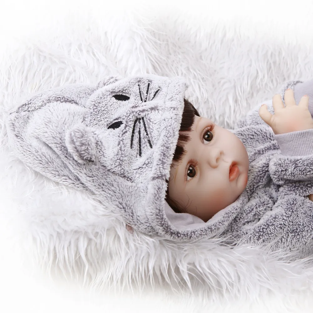 NPK 56 см реалистичные bebe bonecas полностью силиконовые детские куклы для девочек с