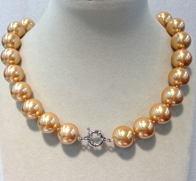 Самая популярная акойя большая 16 мм круглая Золотая пресноводная мать жемчужное