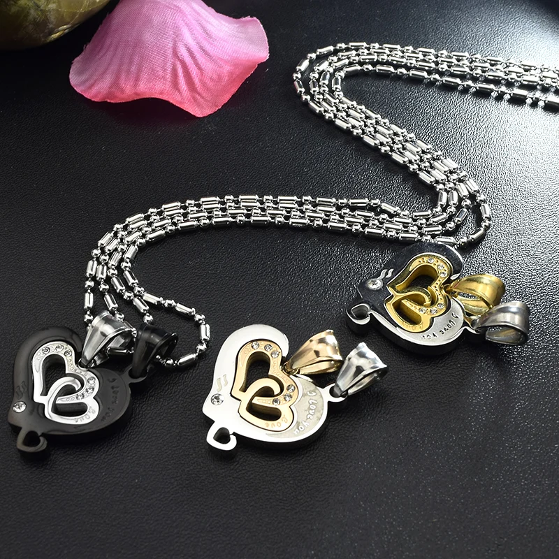 &quotI Love You&quot Hearts Jigsaw Puzzle Couple Necklace Stainless Steel Pendant For Men Women Jewellery Party Gift 2019 Jewelry |