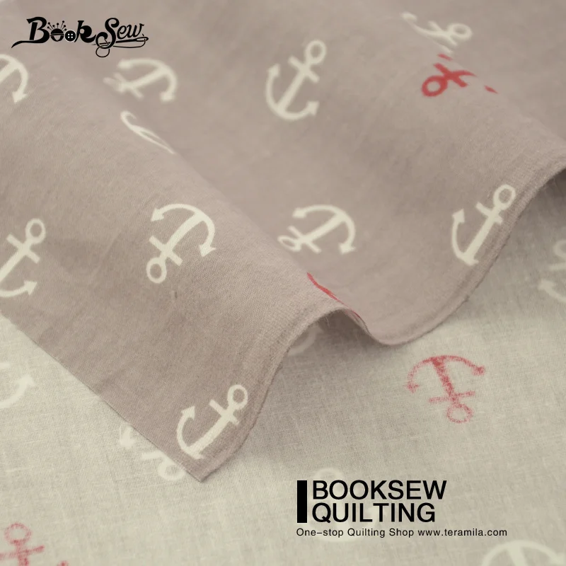 Booksew Clothing Decoration 100% Cotton Twill Fabric Home Textile Sewing Bedding Quilting Red And White Anchors Crafts Patchwork|craft