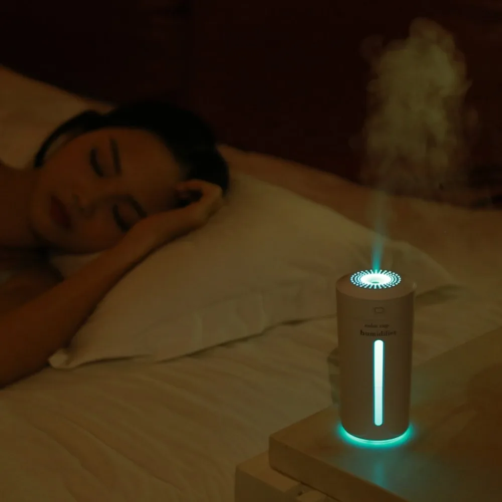 Мини увлажнитель воздуха в форме чашки с usb зарядкой бесшумный красочный ночной