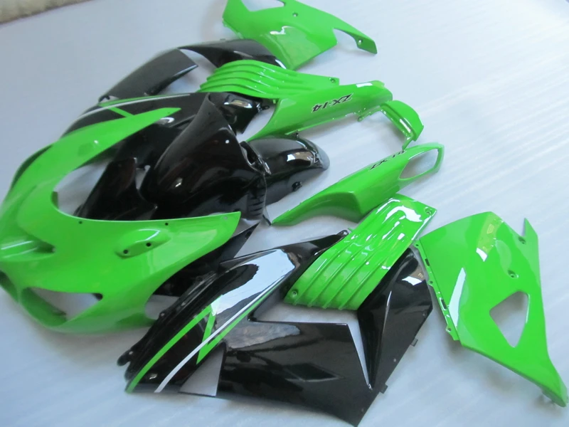 Комплект обтекателей для литья под давлением Kawasaki ZX14R 06 07 08 09 2006 2009 черно зеленый