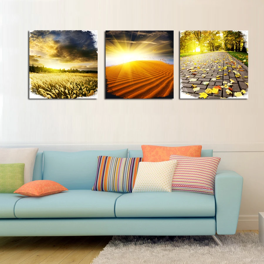 3 шт. пейзаж пустыня Восход настенные картины Большая Картина на холсте Красивая