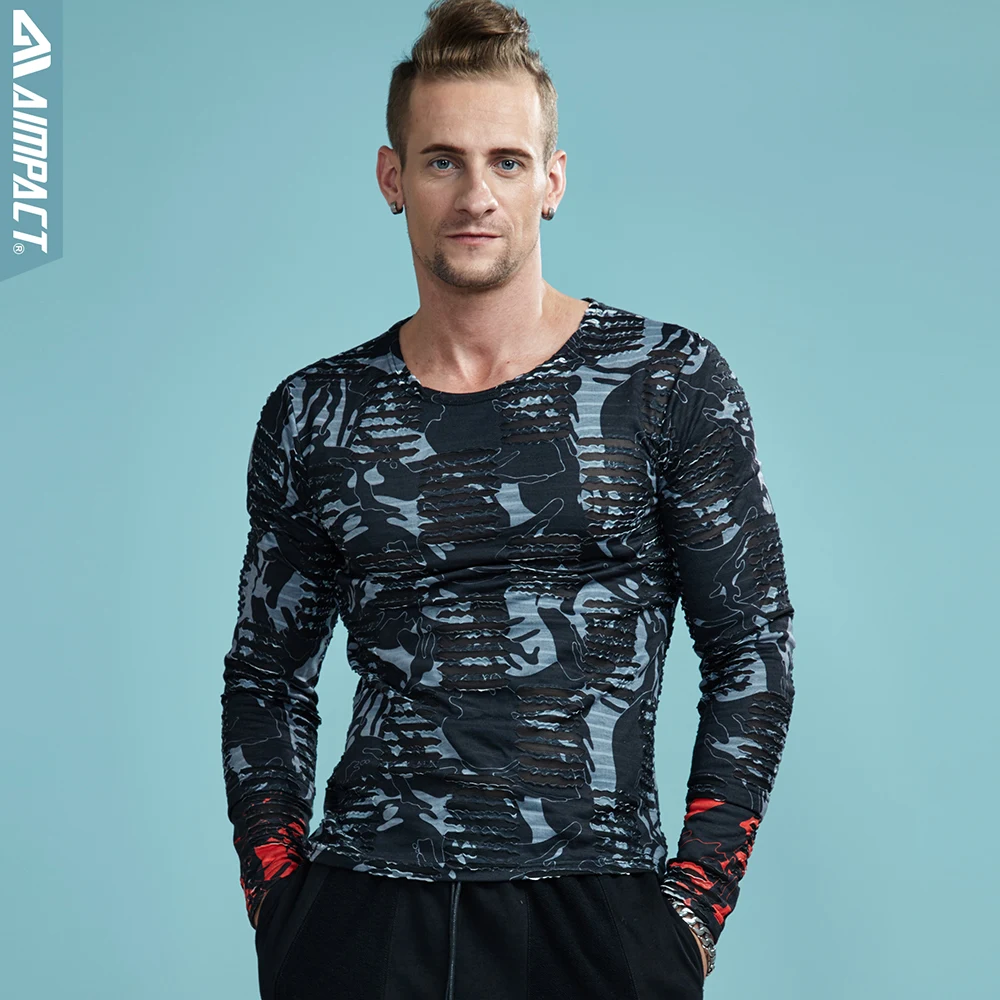Aimpact Мужская футболка с длинным рукавом и рваными дырками новинка 2018 унисекс