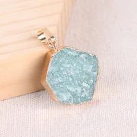 natural unique aventurine pendants drusy crystal agates pendant geode stone pendant women diy necklaces for jewelry making