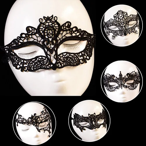 Женская Черная кружевная Цветочная маска для глаз Венецианская маскарадная