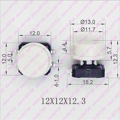 10 шт. 12X12 мм H = 12,3 мм с пластиковой круглой крышкой мгновенные тактильные 4PIN SMT/DIP тактовый переключатель кнопочный переключатель микроклавишная кнопка