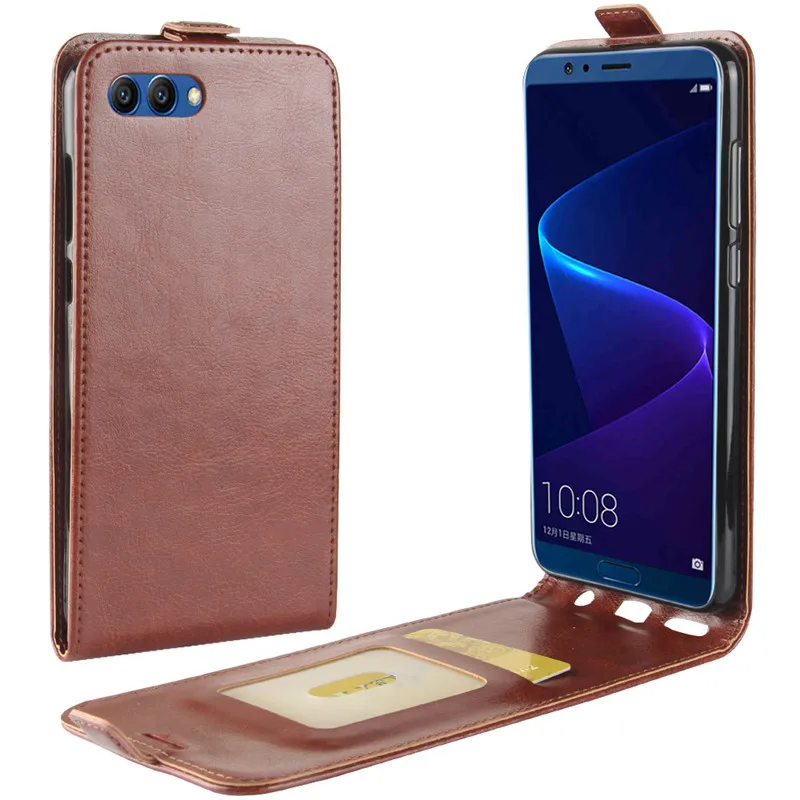 Для Huawei Honor View 10 чехол ретро искусственная кожа Crazy Horse Вертикальный флип для