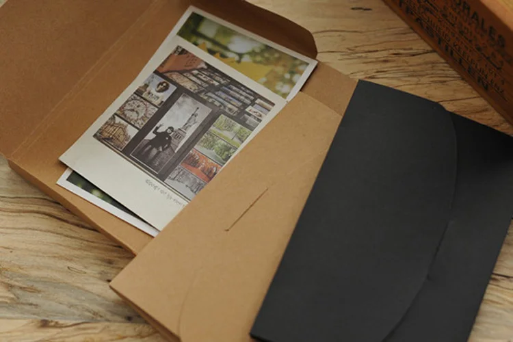 50pcs/lot-16*10.5*0.5cm (6.2&quot*4.1&quot*0.2&quot) Blank Black White Kraft Paper Envelope Postcards Greeting Card Cover Photo Packaging | Дом и